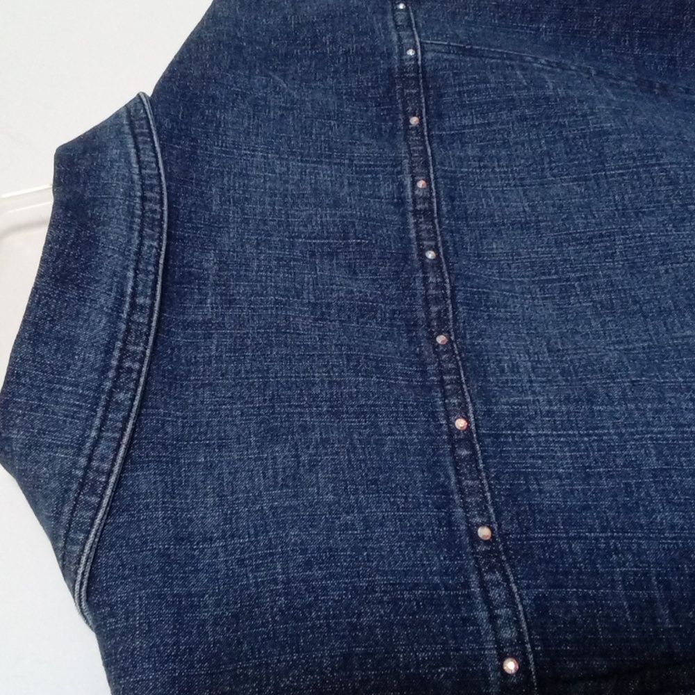 Katina Marie Women's Upstyled Denim Vest with Rhinestone Embellishments Medium - Picture 8 of 10